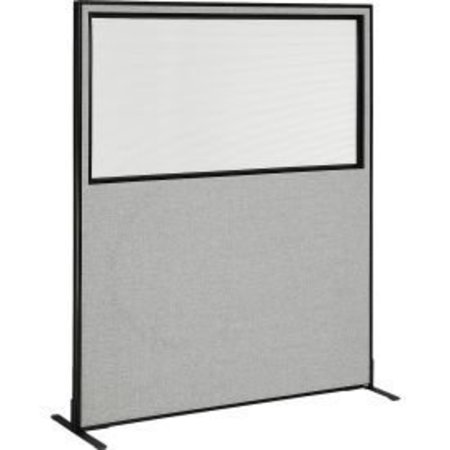 Global Equipment Interion    Freestanding Office Partition Panel with Partial Window, 60-1/4"W x 72"H, Gray 694681WFGY